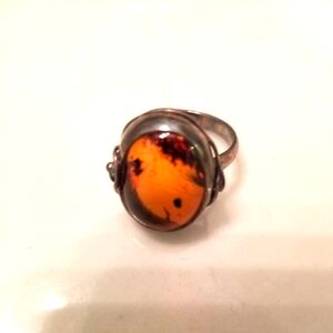 Amber And Sterling Ring